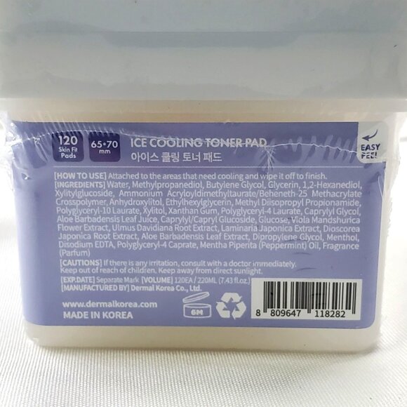 Dermal Ice Cooling Toner Pads 120 Count Rapid Cooling & Redness Relief - Picture 5 of 6